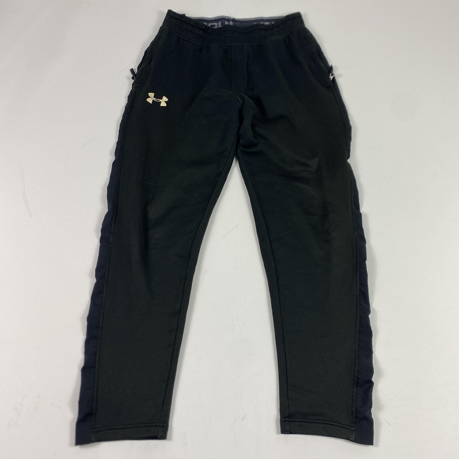 Under Armour Pants Mens Small Black Coldgear Joggers Zip Pockets Athletic